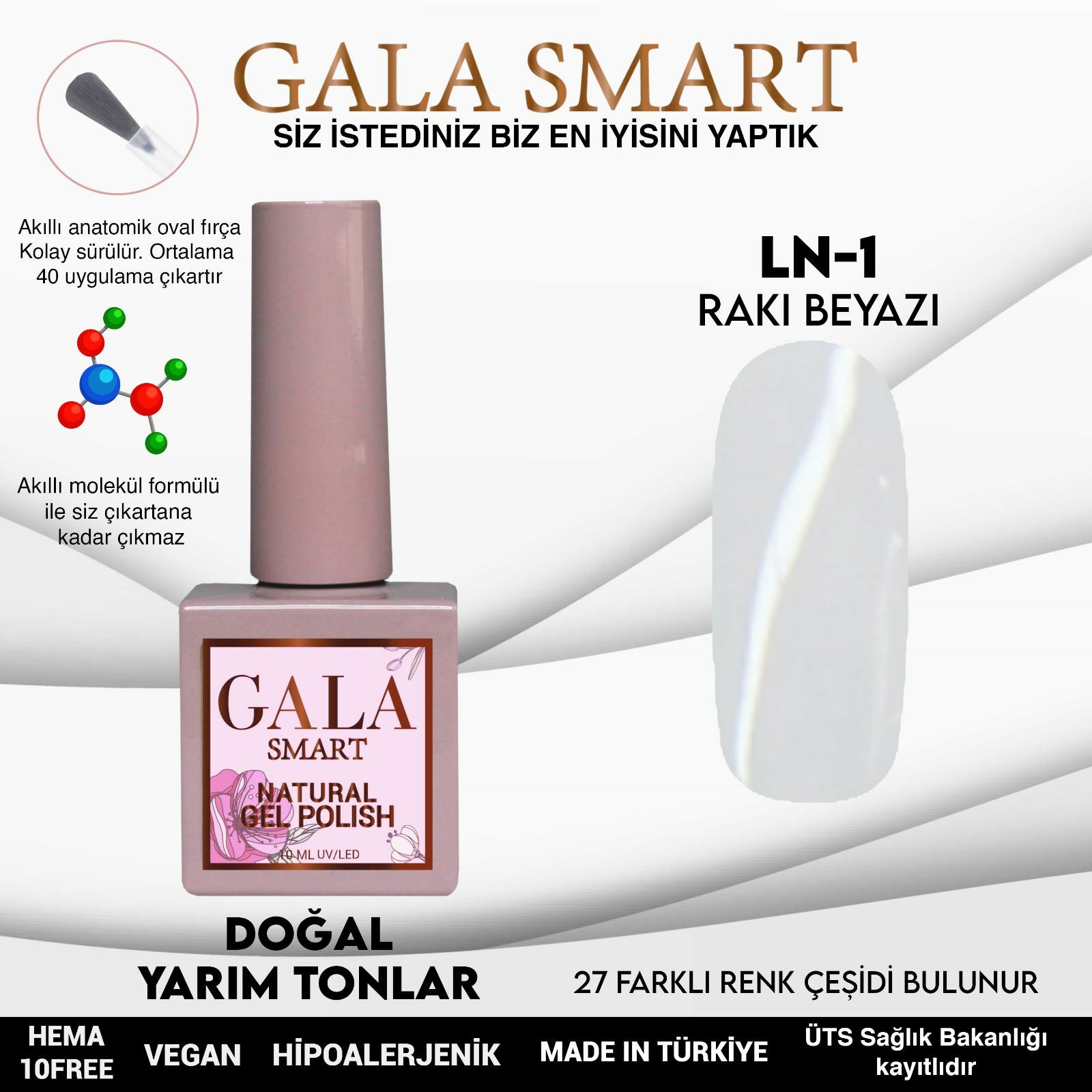 Natural Kalıcı Oje 10 ml No:01 Rakı Beyazı