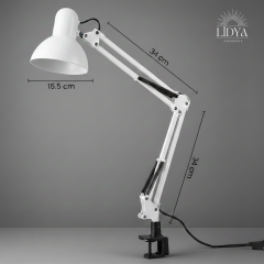 Masa Lambası Beyaz Mengeneli Kıstırmalı